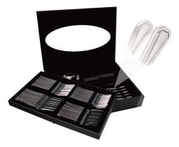 Faqueiro Aço Inox Acabamento Premium Class Home Com Case Madeira 101 peças