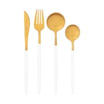 Faqueiro Aço Inox Dourado e Branco 16 Peças Catarina Garbo Faqueiro Aço Inox Dourado e Branco 16 Peças Catarina Garbo