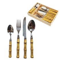 Faqueiro Bambu Aço Inox 24pç com Caixa Bon Gourmet Faqueiro Bambu Aço Inox 24pç com Caixa Bon Gourmet