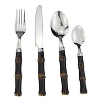 Faqueiro Bambu com 24 Peças em Aço Inox C/Cabo Bambu Escuro 26558