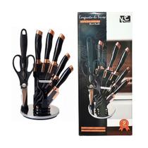 Faqueiro Black Marble 9 Peças Suporte Jogo de Facas Premium Cozinha Utensílios Organizador Elegante Luxo Faqueiro Black Marble 9 Peças Suporte Jogo de Facas Premium Cozinha Utensílios Organizador Elegante Luxo