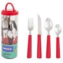 Faqueiro Brinox Aço Inox Riviera 24 Pç Vermelho