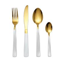 Faqueiro Com 24 Peças Aço Inox Bicolor Dourado e Branco
