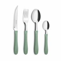 Faqueiro com 25 peças em Pote Verde Oliva