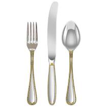 Faqueiro Croisé 130 Peças Aço Inox 18/10 3,5mm Friso Ouro Fracalanza