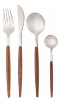 Faqueiro De Aço Inox Cabo Estampa Madeira 24pç Organic Faqueiro De Aço Inox Cabo Estampa Madeira 24pç Organic