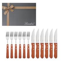 Faqueiro de Churrasco Faca Jumbo - Madeira Escura (12 Peças)