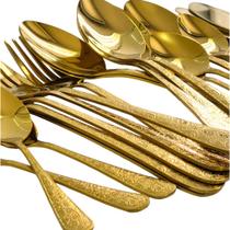 Faqueiro de inox de Luxo Talheres dourado cabo egipcio 24pc