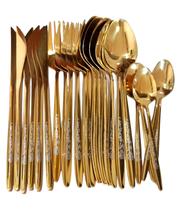 Faqueiro De Luxo Dourado Slim Talheres Aço Inoxidavel 24pç