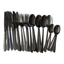 Faqueiro De Luxo Preto Slim Talheres De Aço Inoxidavel 24Pçs