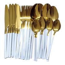 Faqueiro de luxo Slim Branco Talheres de aço Inoxidavel 24pç Faqueiro de luxo Slim Branco Talheres de aço Inoxidavel 24pç