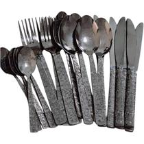 Faqueiro De Luxo Talheres Mesa Preto Cabo Detalhado 24Pç