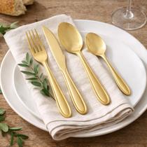 Faqueiro Dourado 24 Peças Aço Inox Elegante e Sofisticado