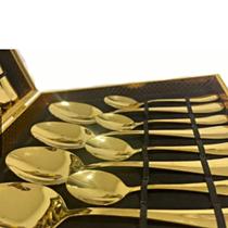 Faqueiro Dourado Luxo 16 Pçs Aço Inox Jogo De Talher Songhe