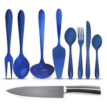Faqueiro e Utensílio Aço Inox Lovers Azul 29 Pçs Gourmet Mix