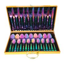 Faqueiro em Aço Inox Rainbow Furta-Cor - 36 Peças - Faqueiro Clássico para Jantares Memoráveis - Alta Qualidade em Aço Inox!