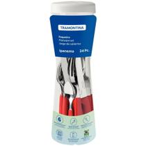 Faqueiro em Inox Ipanema c/ 24 Peças - Vermelho - Tramontina Faqueiro em Inox Ipanema c/ 24 Peças - Vermelho - Tramontina