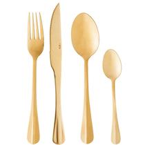 Faqueiro em inox Positano dourado Lyor 24 peças