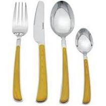 Faqueiro Em Resina Com Cabo De Cor Bambu - 24 Peças