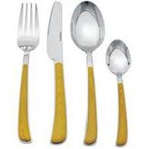 Faqueiro Em Resina Com Cabo De Cor Bambu - 24 Peças