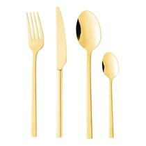 Faqueiro Firenze 24 Peças Aço Inox Dourado Luxo Jantar