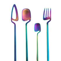 Faqueiro Individual 4 Peças - Aço inox Furta-cor Skeleton Rainbow.