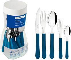 Faqueiro Inox 20 peças Leme Azul - Puro luxo da Tramontina