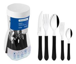 Faqueiro Inox 20 Pecas Leme Preto - Tramontina Set Faqueiro