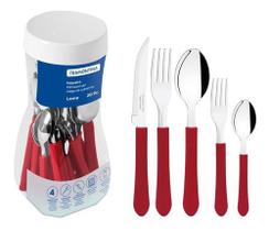 Faqueiro Inox 20 Pecas Leme Vermelho Tramontina Set Faqueiro