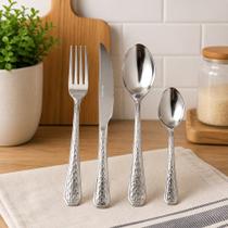Faqueiro Inox 24 Peças Hammer Talheres Completo Para 6 Pessoas