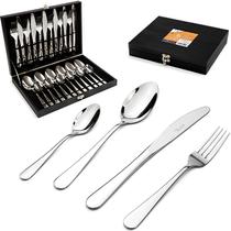 Faqueiro Inox 24 Peças Maleta Madeira Organizadora Mesa Posta Presente Elegante Conjunto Jantar Completo Acabamento Luxo Faqueiro Inox 24 Peças Maleta Madeira Organizadora Mesa Posta Presente Elegante Conjunto Jantar Completo Acabamento Luxo