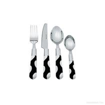 Faqueiro Inox 24 Peças Resina Estampa Poá Preto e Branco BTC