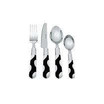 Faqueiro Inox 24 Peças Resina Estampa Poá Preto e Branco BTC