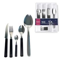 Faqueiro Inox 26 Peças Jogo Talheres Conjunto Com Organizador Gaveta - Preto