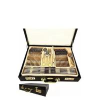 Faqueiro Inox 84 Peças Banhando A Ouro 24k