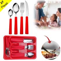 Faqueiro Inox Jogo De Talheres Com Porta Talher 25 Peças Faqueiro Inox Jogo De Talheres Com Porta Talher 25 Peças