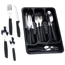 Faqueiro Inox Jogo De Talheres Porta Talher Com 25 Peças Faqueiro Inox Jogo De Talheres Porta Talher Com 25 Peças