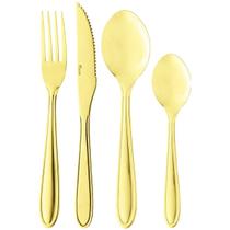 Faqueiro Inox Positano Dourado 24 Peças Gastro Luxo - Lyor
