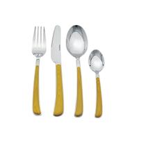 Faqueiro jogo de talher cabo resina cor bambu 24 pecas