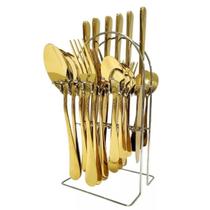 Faqueiro Jogo Talheres Gold Luxuoso Inox 25 Peças Inglaterra - Ke Home