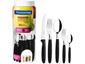 Faqueiro Jogo Talheres Ipanema Aço Inox 30 Peças Preto Tramontina
