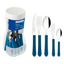 Faqueiro Leme 20 Pçs Tramontina Jogo Talheres Aço Inox Azul