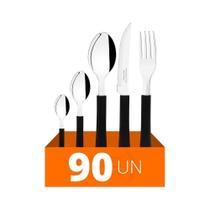 Faqueiro Leme 90 Peças Lâminas Em Aço Inox Cabo Preto Pbag - Tramontina Faqueiro Leme 90 Peças Lâminas Em Aço Inox Cabo Preto Pbag - Tramontina