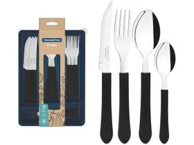 Faqueiro Leme Inox 25 Peças Com Gaveteiro Preto - Tramontina