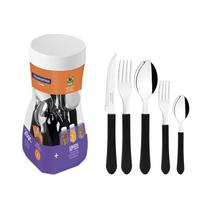 Faqueiro Leme Lâminas em Aço Inox e Cabo Preto 20 Peças - Tramontina