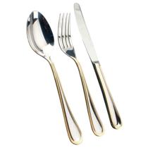 Faqueiro Louvre Friso Ouro 130 Peças Aço Inox 18/10 3MM Fracalanza