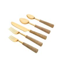 Faqueiro Luxo Aço 30 Peças Garbo Goldwood Refinado Jantar - Copa&Cia Faqueiro Luxo Aço 30 Peças Garbo Goldwood Refinado Jantar - Copa&Cia