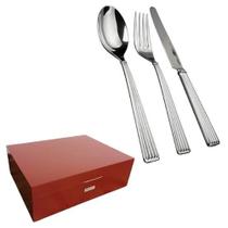 Faqueiro Madrid 130 Peças Aço Inox 18/10 4MM Com Estojo Fracalanza