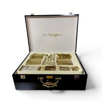 Faqueiro Maleta Soliges 72 Peças em Aço Inox Dourado 37x47x17cm Faqueiro Maleta Soliges 72 Peças em Aço Inox Dourado 37x47x17cm