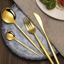 Faqueiro Mesa Posta Inox Gold Premium 24 Peças Dourado Faqueiro Mesa Posta Inox Gold Premium 24 Peças Dourado